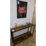 Two Metal framed Console Tables, Sweet Treats Framed & Quantity of Sweets (Location: Altrincham.