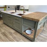 Fitted Kitchen Island Display with 2 Integrated Sinks & 2 Taps (Granite Worktop not included) (