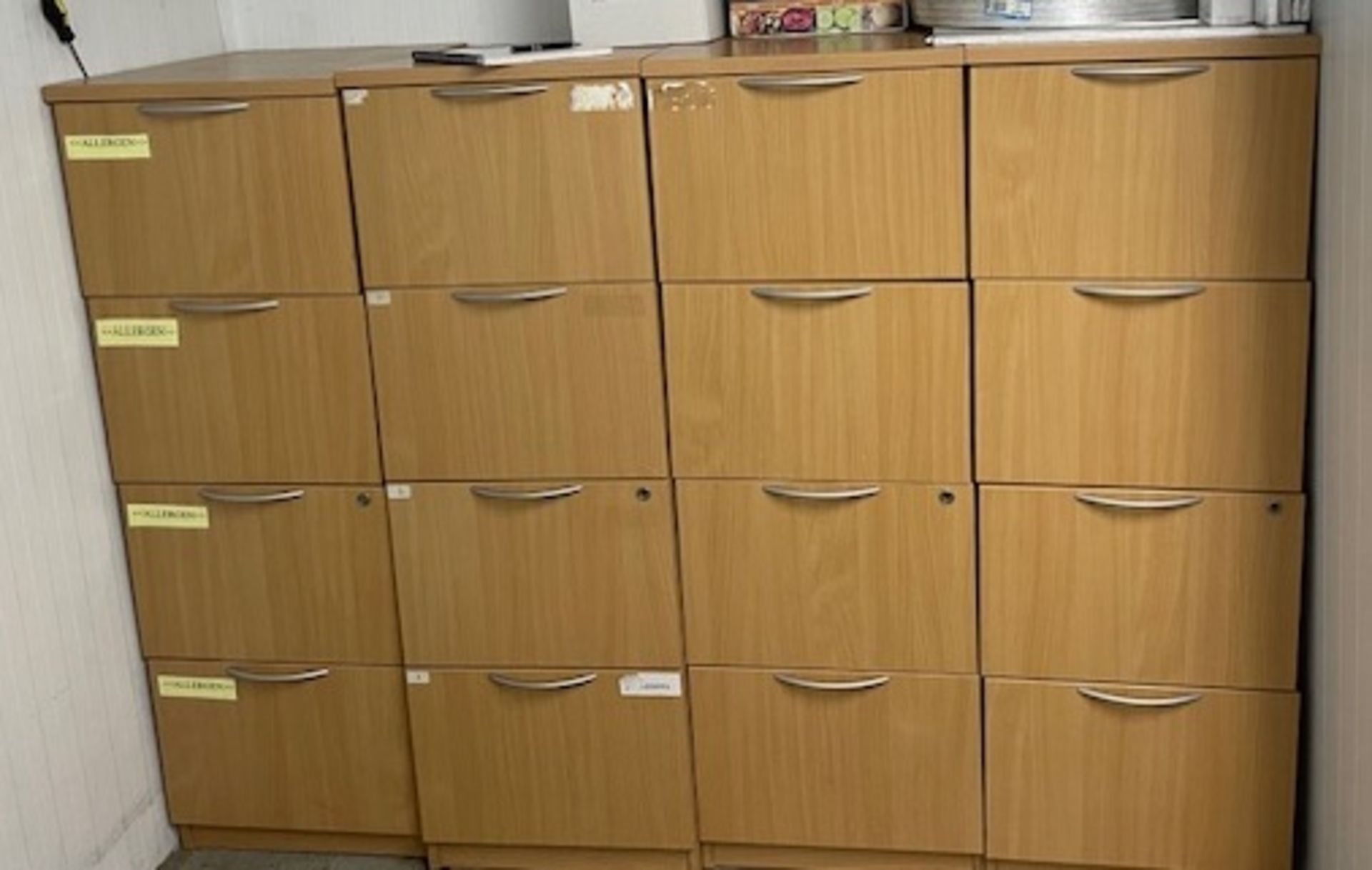 4 Light Oak Effect Filing Cabinets Fitted 4-Drawers (Location: NW London. Please Refer to General