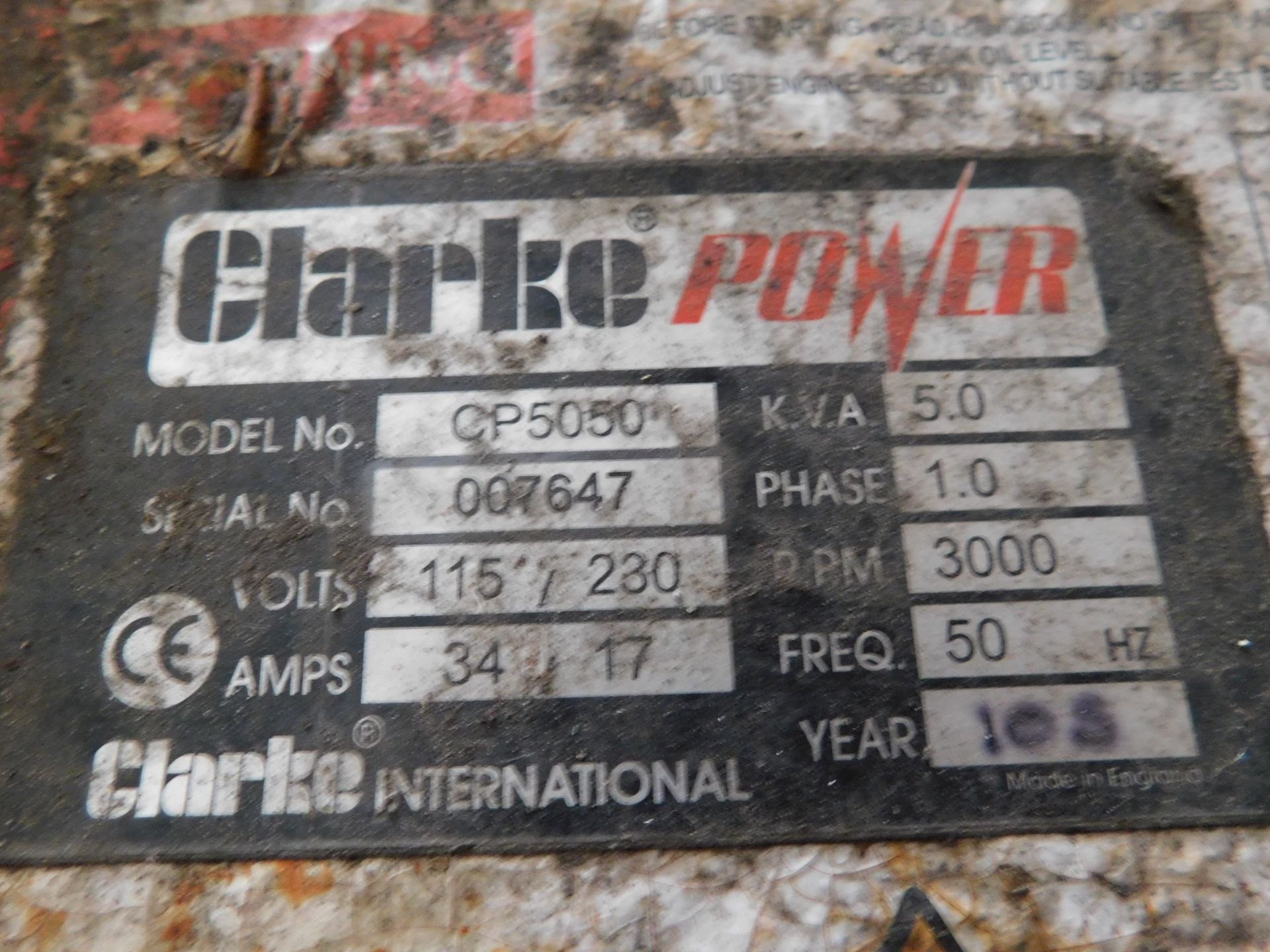 Clarke CP5050 Generator (Located Manchester. Please Refer to General Notes) - Image 3 of 3