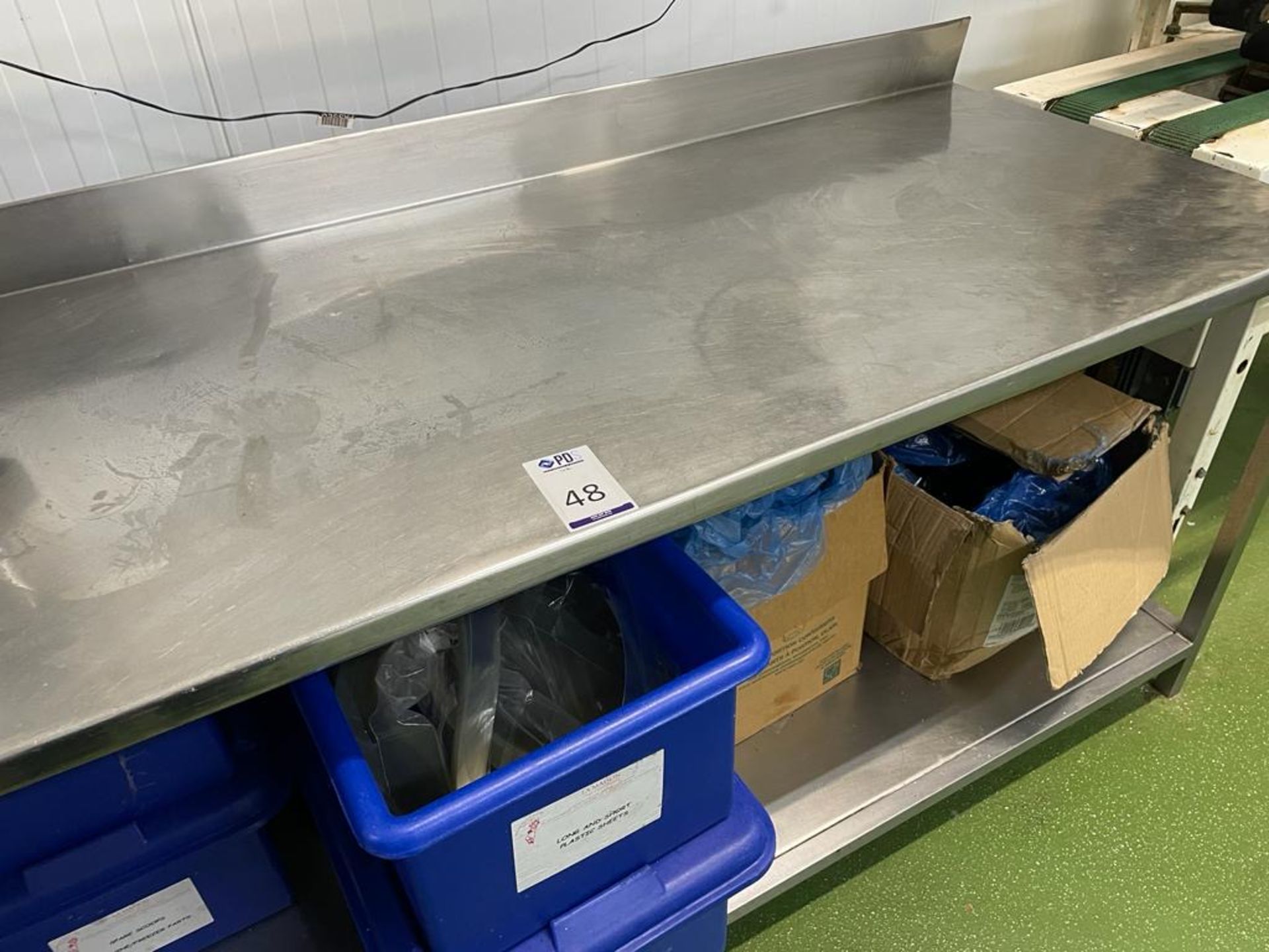 2 Stainless Steel Preparation Tables, 2150mm x 700mm with Undershelves (Location: NW London.