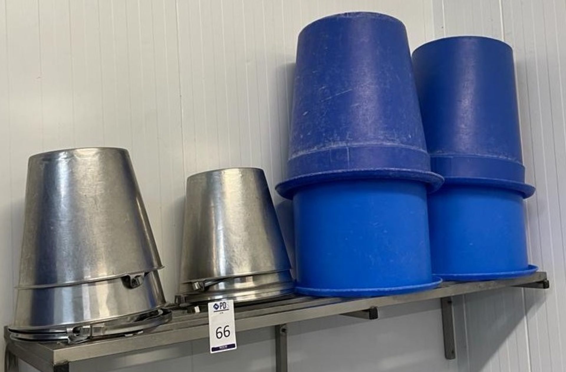 3 Stainless Steel Wall Shelves with Ingredient Bins & Stainless Steel Bins (Location: NW London.