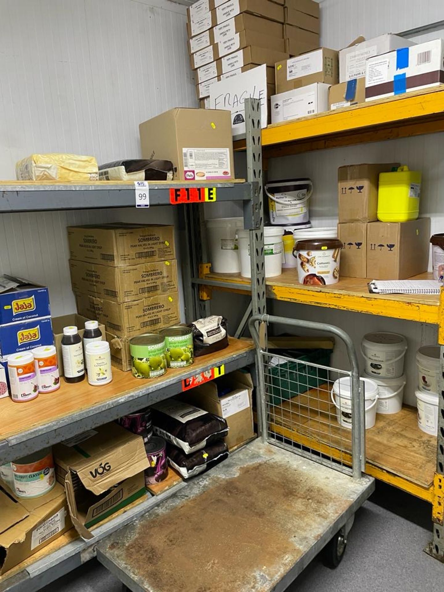 2 Bays of Dry Storage Shelving with 4 Wheel Trolley (Location: NW London. Please Refer to General