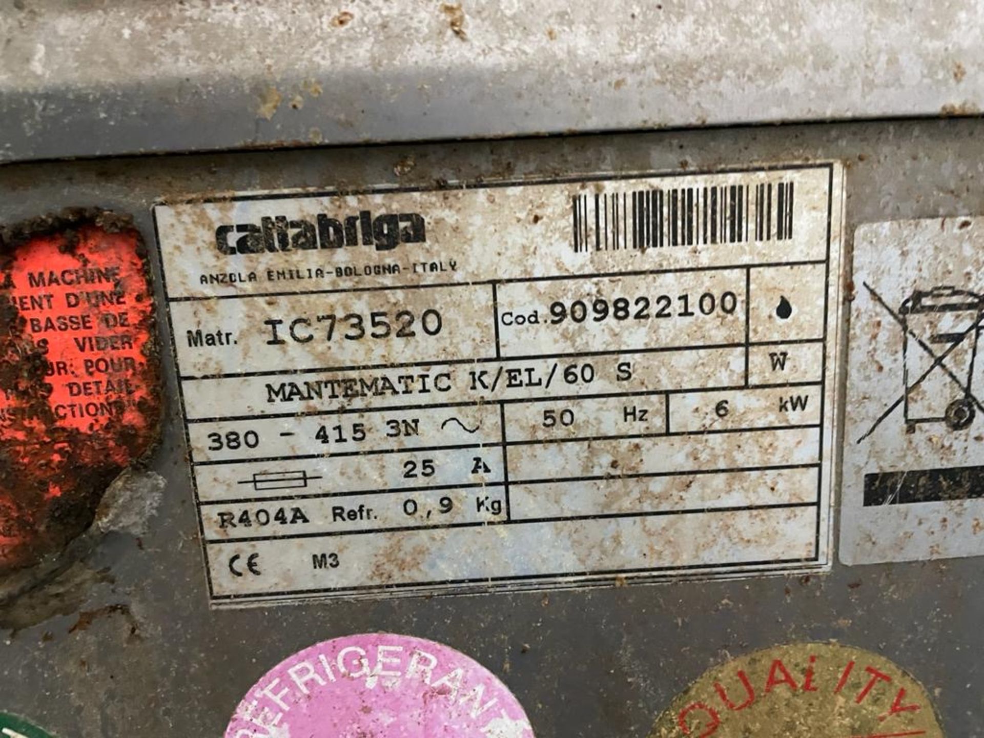 Cattabriga Mantematic KEL60S Ice Cream Batch Freezer, Serial Number IC73520/909822100 (Location: - Image 2 of 2