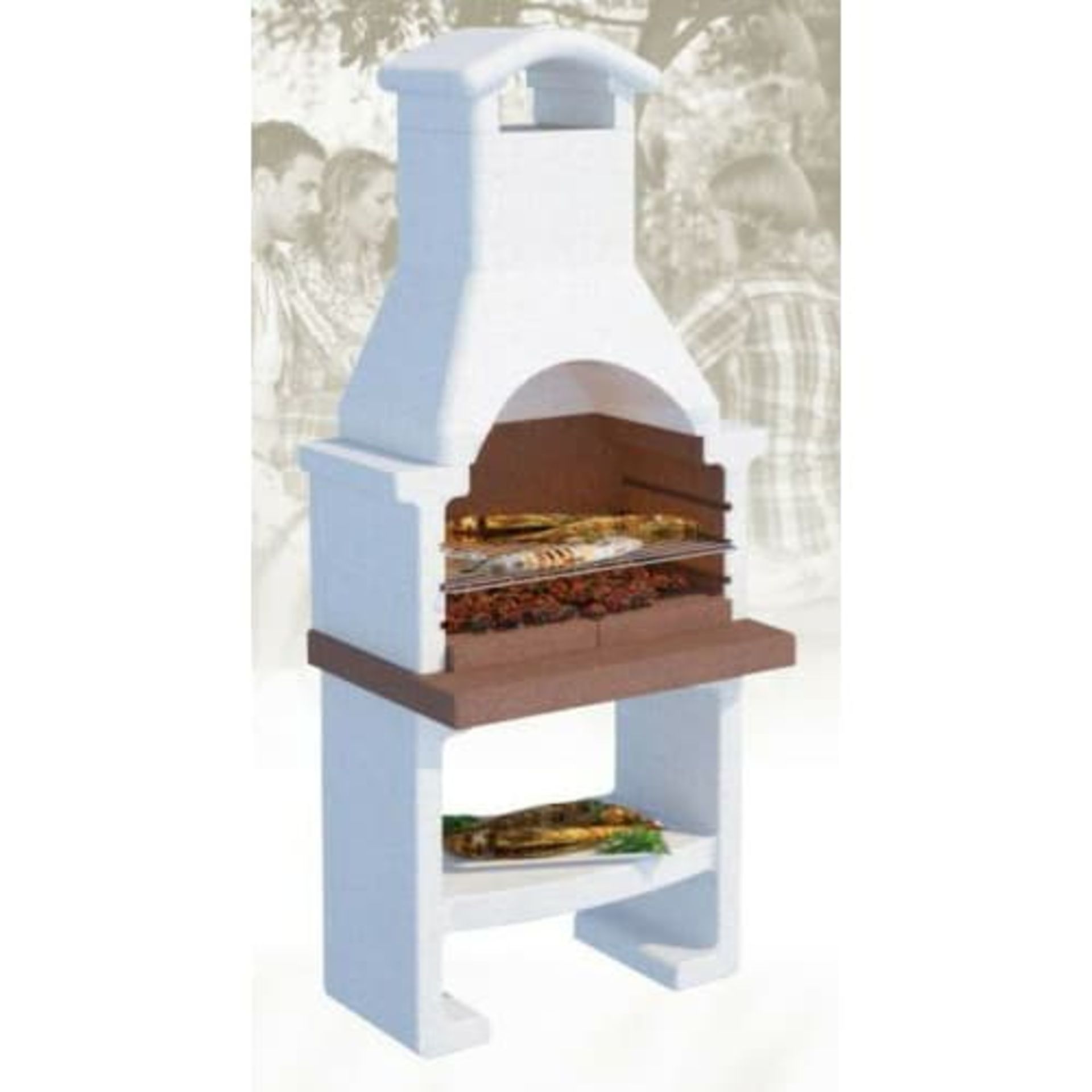 Rimini Masonry BBQ, Weight 350 kg, Oven dimensions H 200, W 58, D 81 cm, Grill Size: 67 x 40 cm (