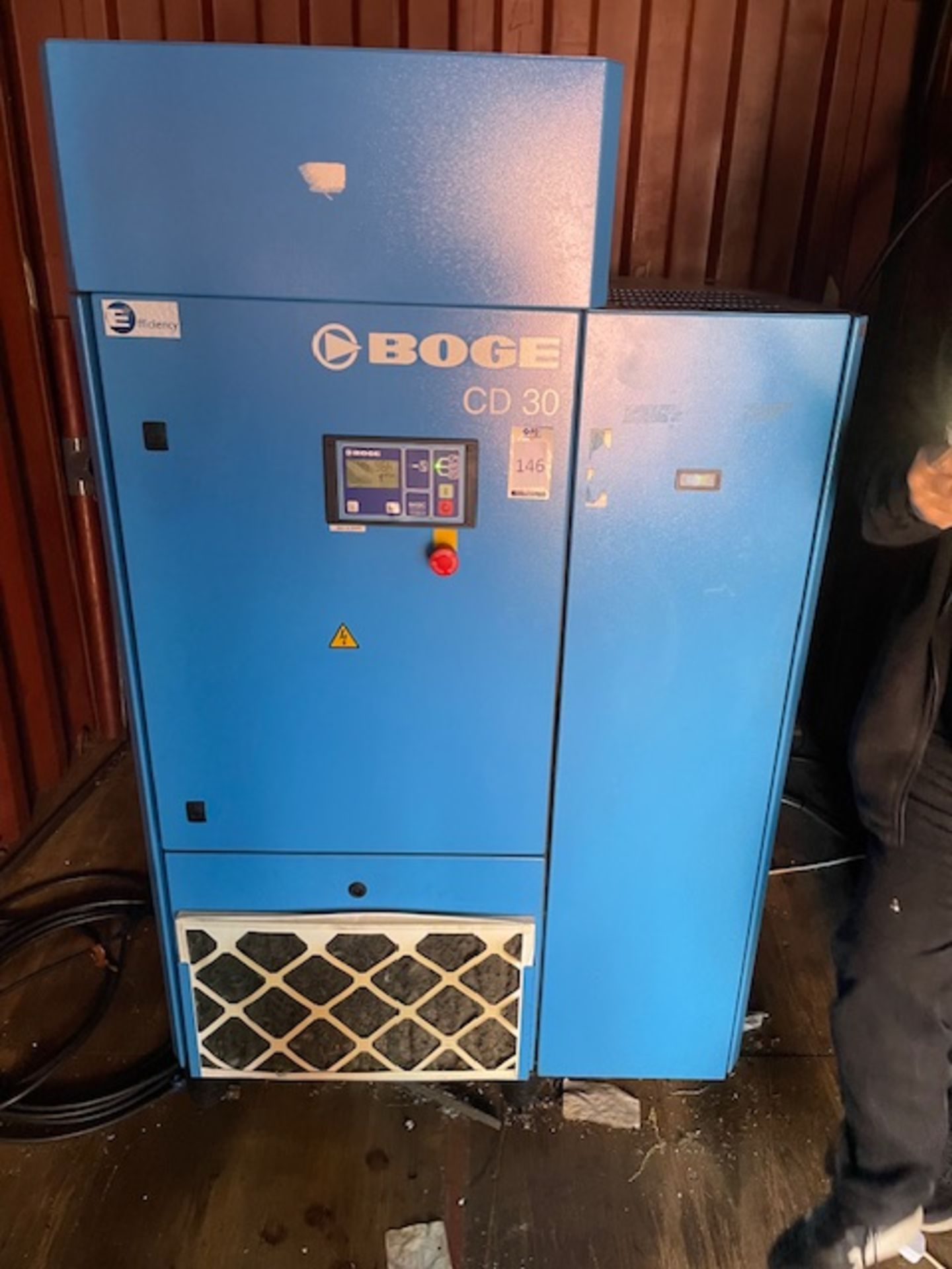 Boge CD30 Screw Type Compressor, Serial Number 5045283, Approx. 25,701 hours (2011) with