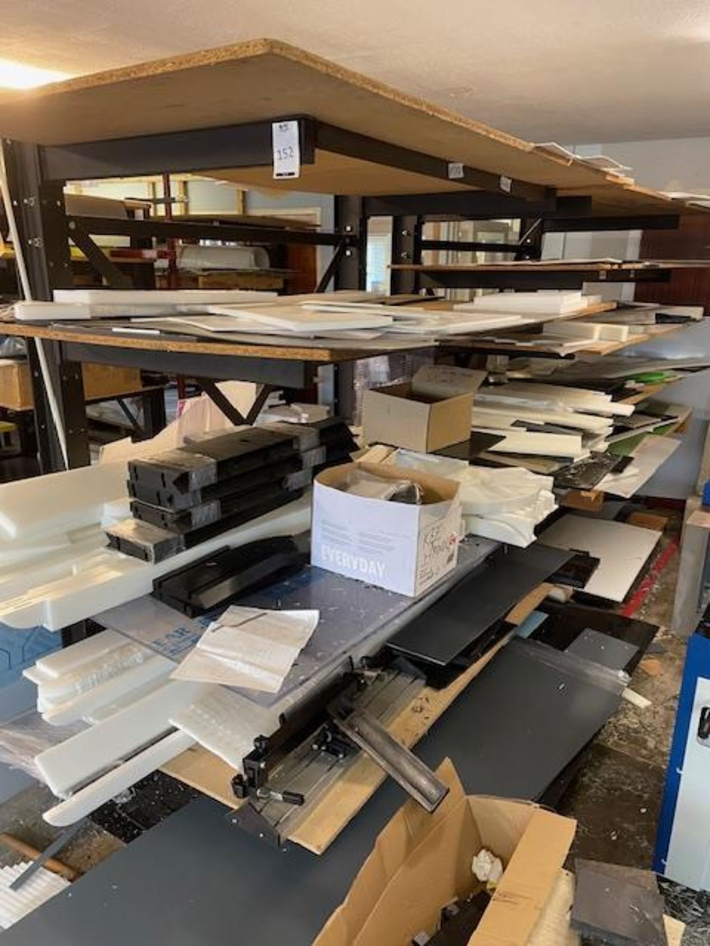 2 Blue Steel Single Sided Cantilever Stock Racks & Contents of Assorted Sheet Offcuts (Location: