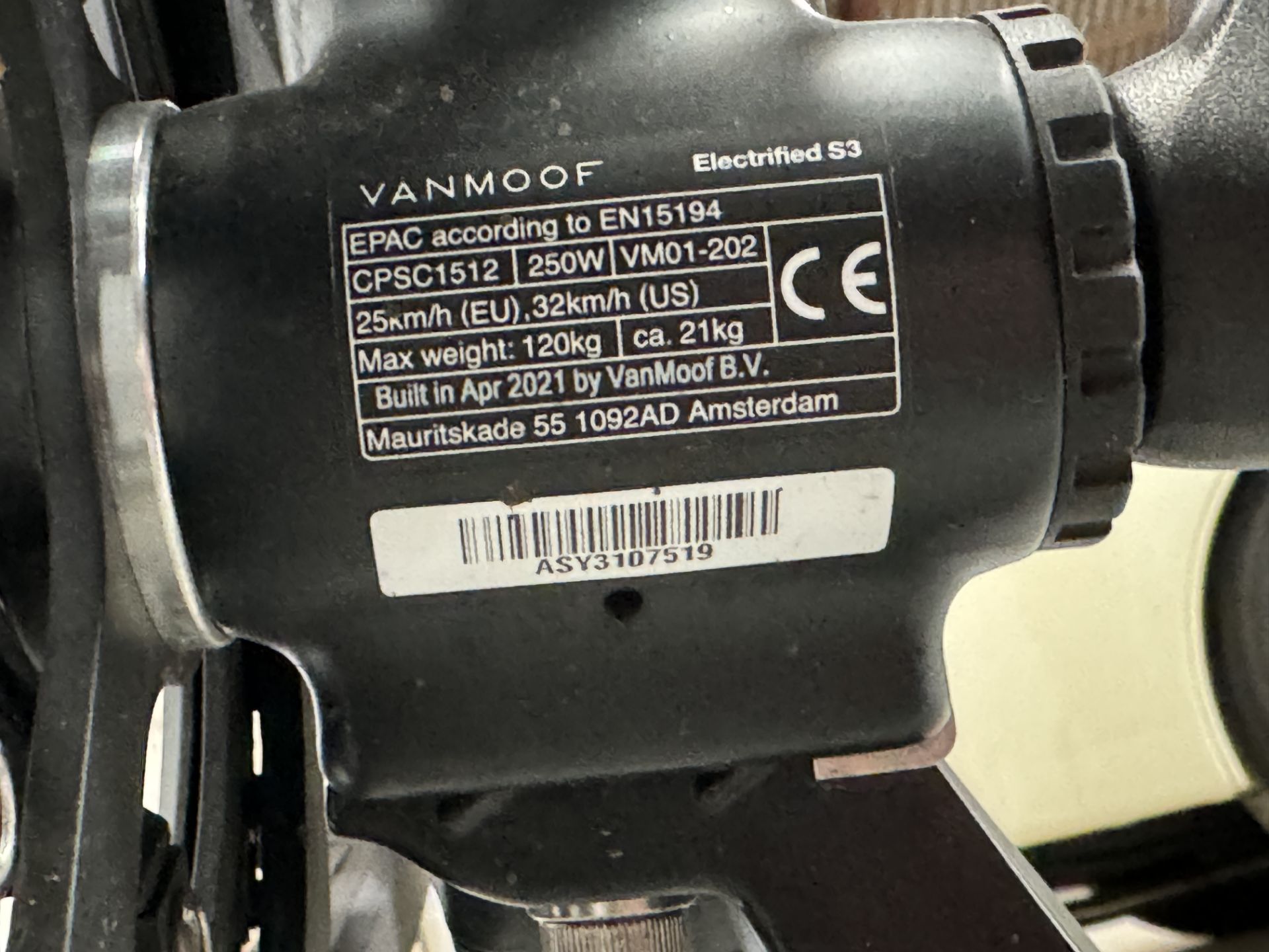 VanMoof S3 Electric Bike, Frame Number ASY3107519 (NOT ROADWORTHY - FOR SPARES ONLY) (No codes - Image 2 of 2