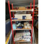 2 Boltless Red/Grey Stock Racks with Chipboard Shelves & Timber Slats & Contents of Assorted Sheet