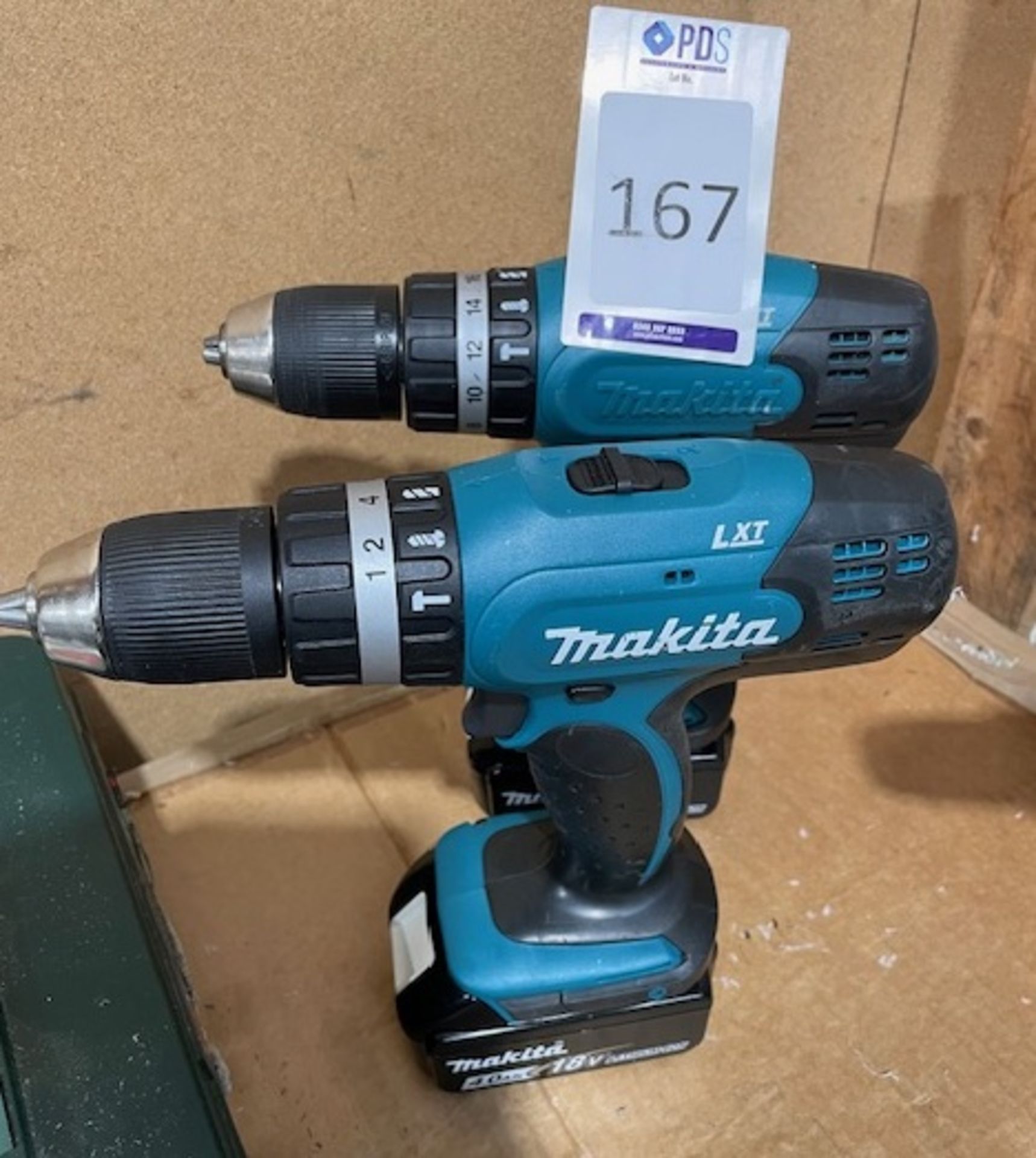 2 Makita LXT DHP453 Cordless Drills with Batteries, 18v (Location: Earls Barton. Please Refer to