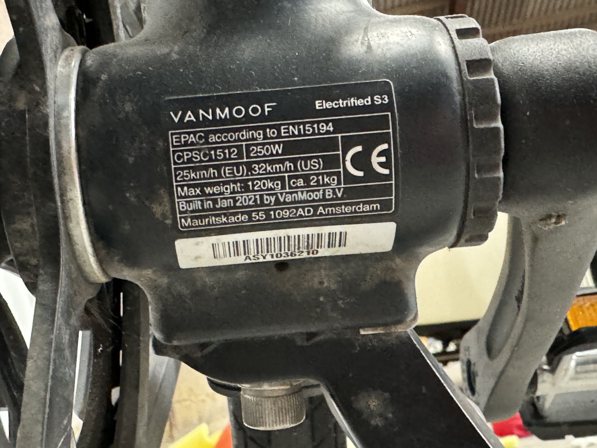 VanMoof S3 Electric Bike, Frame Number ASY1036210 (NOT ROADWORTHY - FOR SPARES ONLY) (No codes
