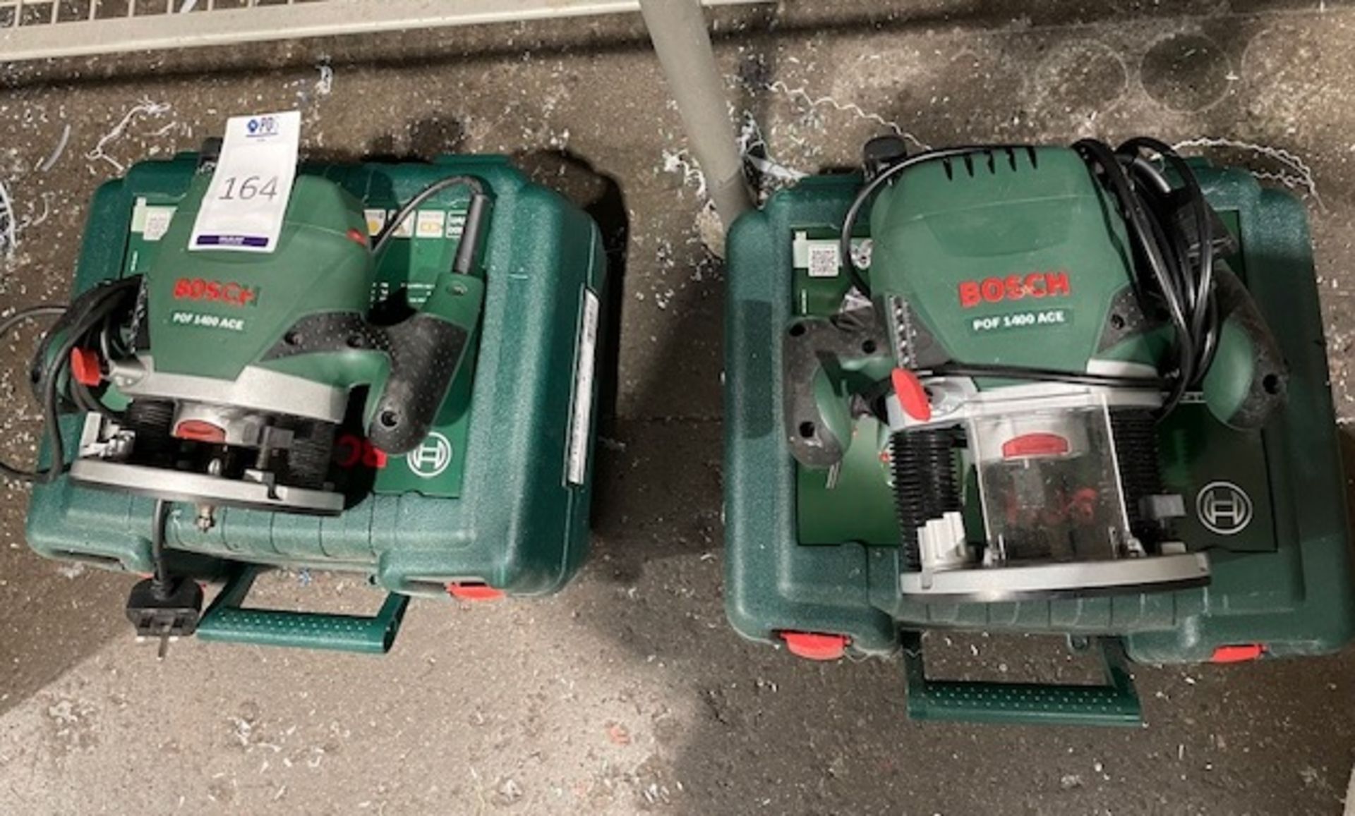 2 Bosch POF1480ACE Plunge Routers, 240v (Location: Earls Barton. Please Refer to General Notes)