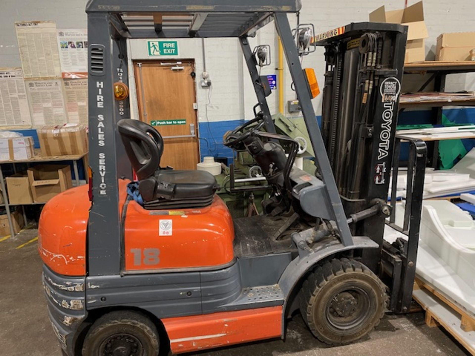 Toyota Model 026 6FDF18 Diesel Forklift Truck (1997), Serial Number 12978490/CMC60 Triple Mast