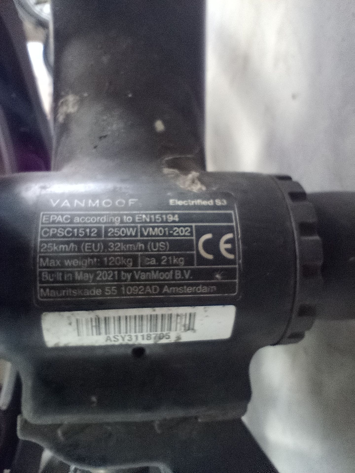 VanMoof S3 Electric Bike, Frame Number ASY3118705 (NOT ROADWORTHY - FOR SPARES ONLY) (No codes - Image 3 of 3
