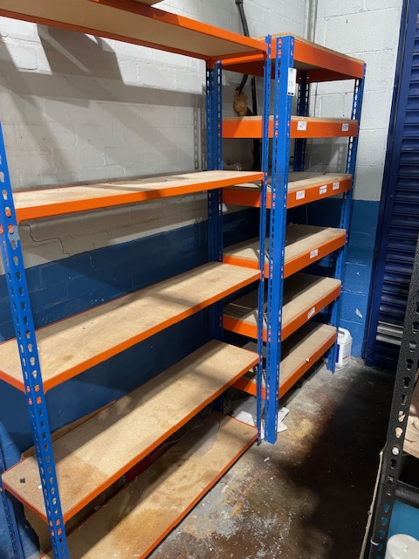 2 Orange/Blue Racks (Excluding Contents) (Location: Earls Barton. Please Refer to General Notes)