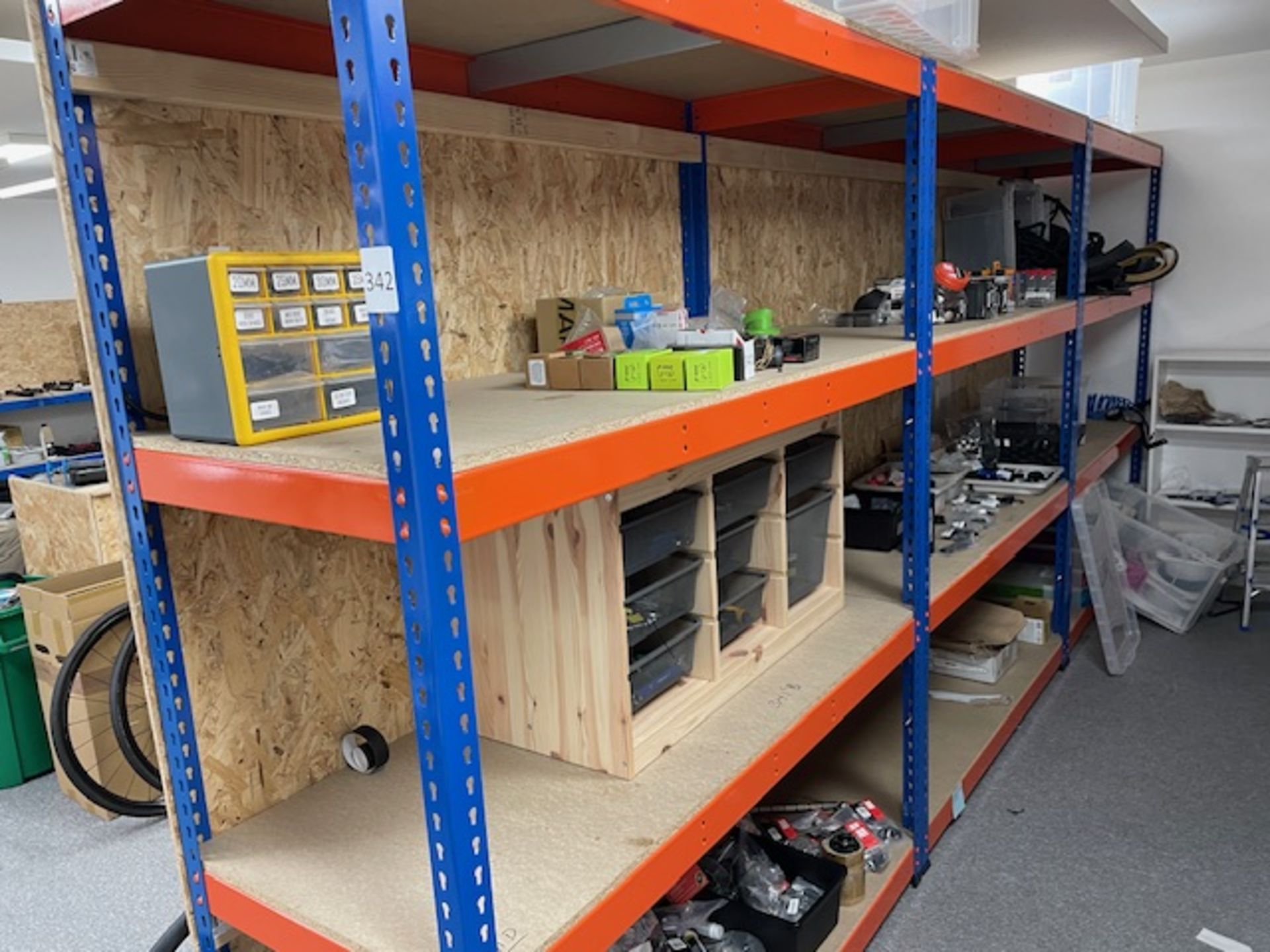 Two 3 Bays of BigDug Boltless 4-Tier Racks with Chipboard Shelving (Excluding Contents) (Delayed