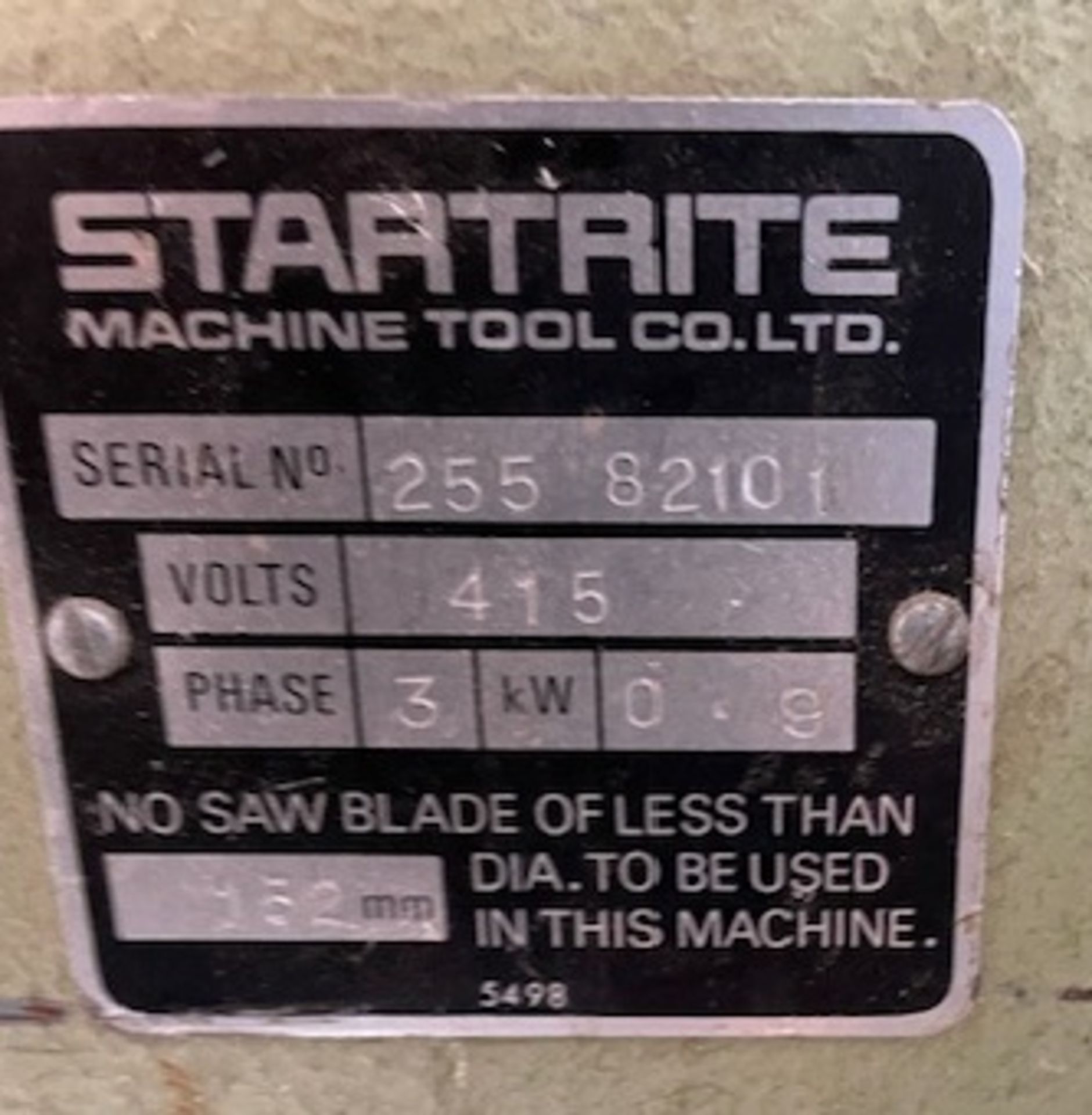 Startrite TA255 3-Phase Circular Saw, Serial Number 25582101 with Table Extension (Location: Earls - Image 2 of 2