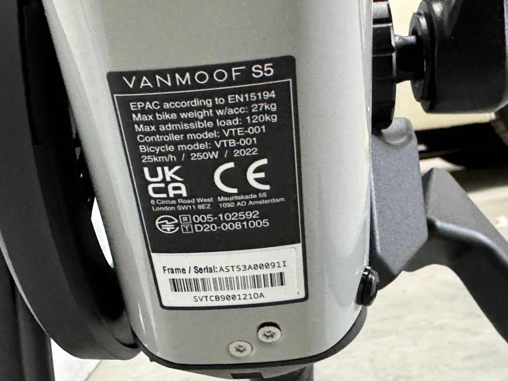 VanMoof S5 Electric Bike, Frame Number AST53A00091I, Serial Number SVTCB900121OA (NOT ROADWORTHY - - Image 2 of 2
