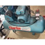 Clarke SEV11c 100 Vee Twin cylinder Receiver Mounted Air Compressor MWP 10.3Barc (Location: