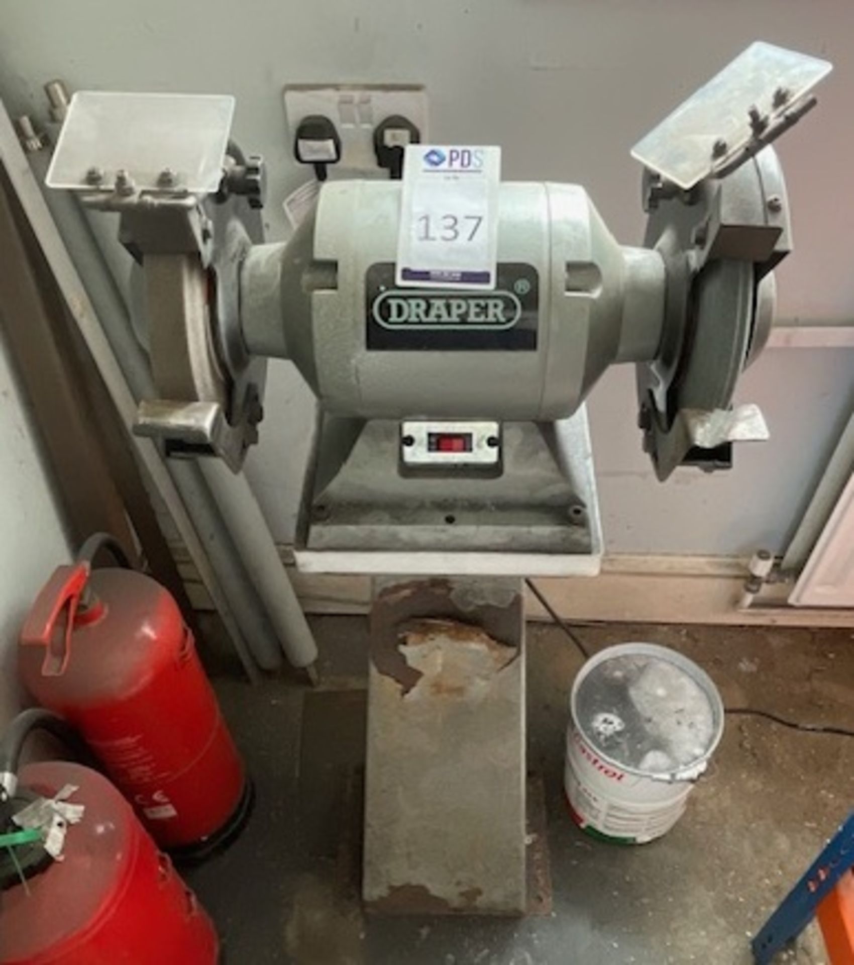 Draper Double Ended Pedestal Grinder, 240v (Location: Earls Barton. Please Refer to General Notes)