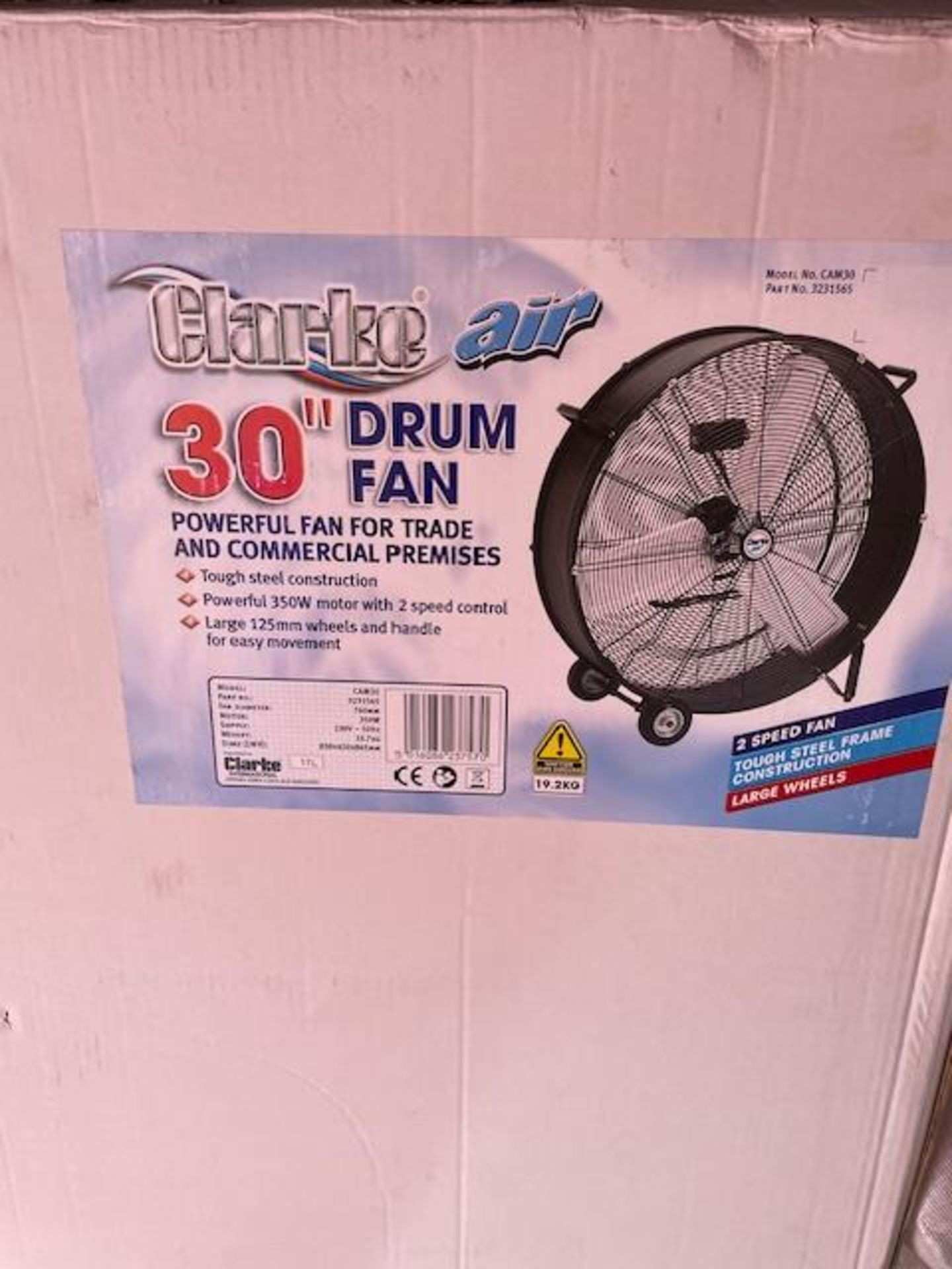 Clark Air 30in Drum Fan, 240v (Location: Earls Barton. Please Refer to General Notes) - Image 3 of 3