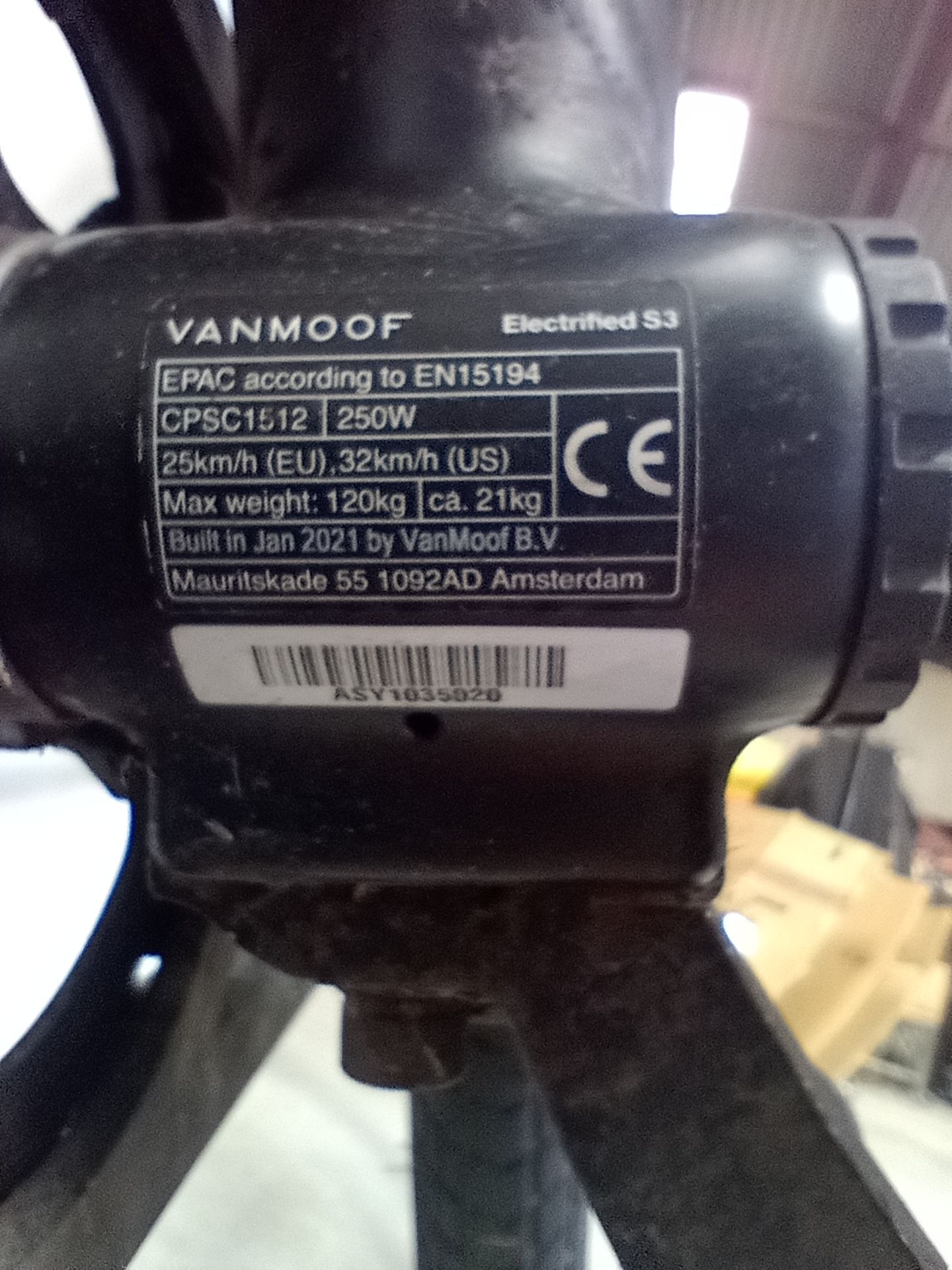 VanMoof S3 Electric Bike, Frame Number ASY1035020 (NOT ROADWORTHY - FOR SPARES ONLY) (No codes - Bild 3 aus 3