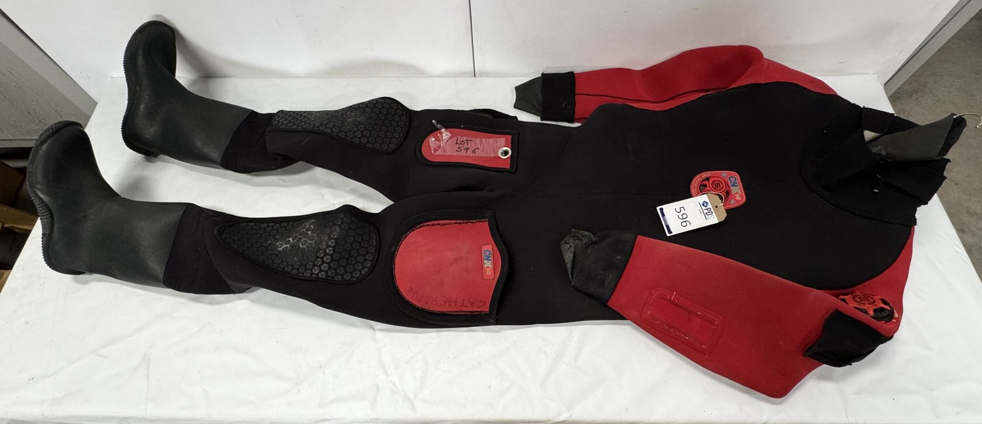 Northern Diver CNX2-RI DrySuit, Red/Black, including Hard Sole Boots (Size MLT) (Location: