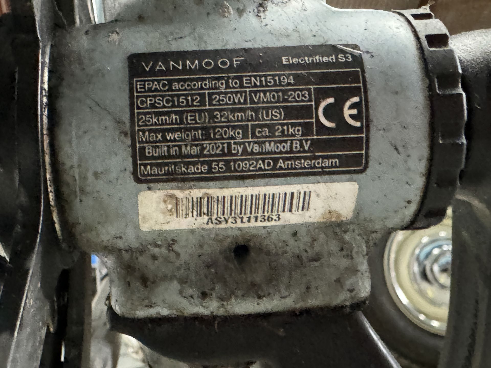 VanMoof S3 Electric Bike, Frame Number ASY3111363 (NOT ROADWORTHY - FOR SPARES ONLY) (No codes - Image 2 of 2