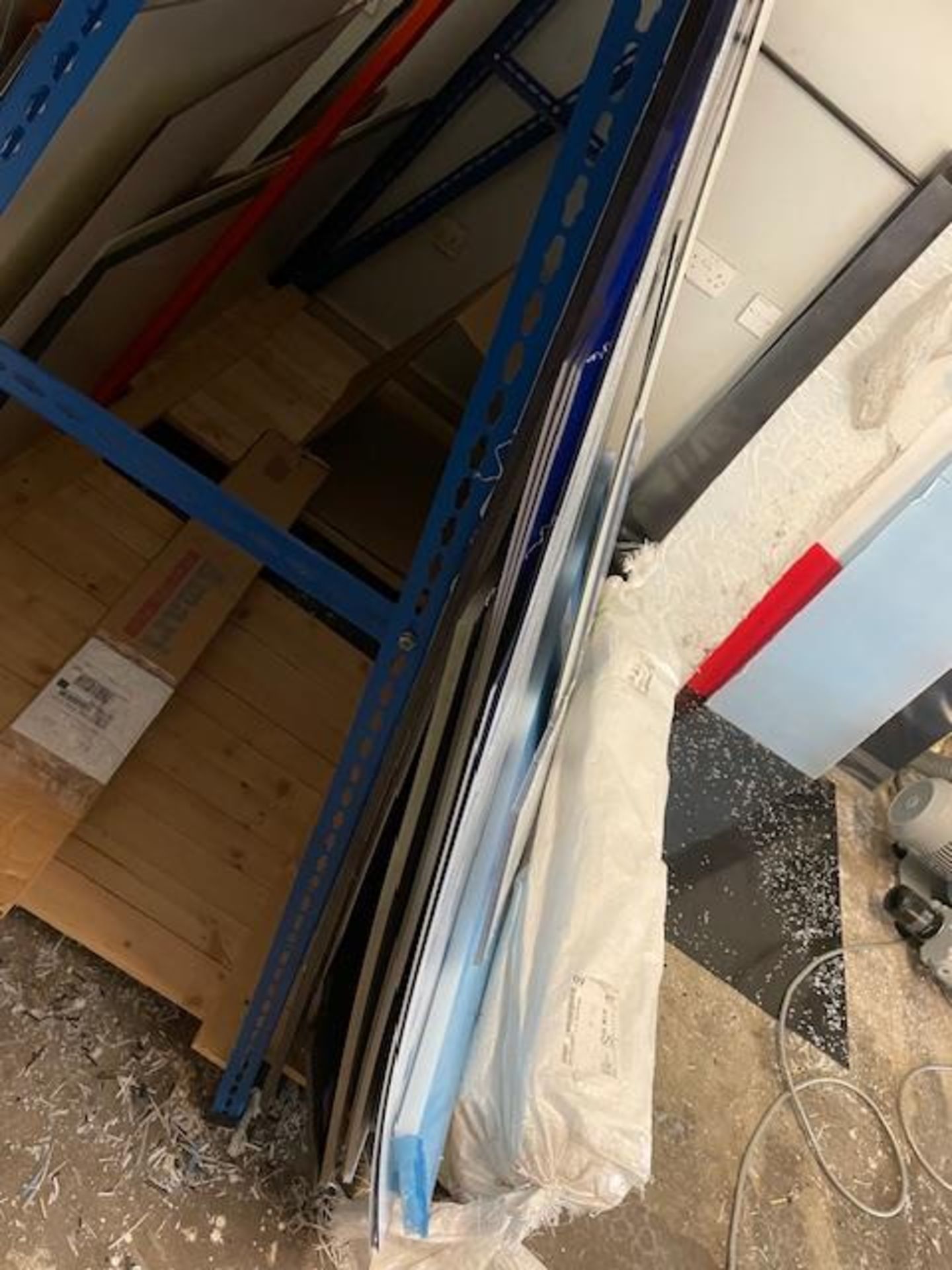 Blue Steel Double Sided Cantilever Stock Rack & Contents of Assorted Sheet Offcuts (Location: - Image 2 of 2
