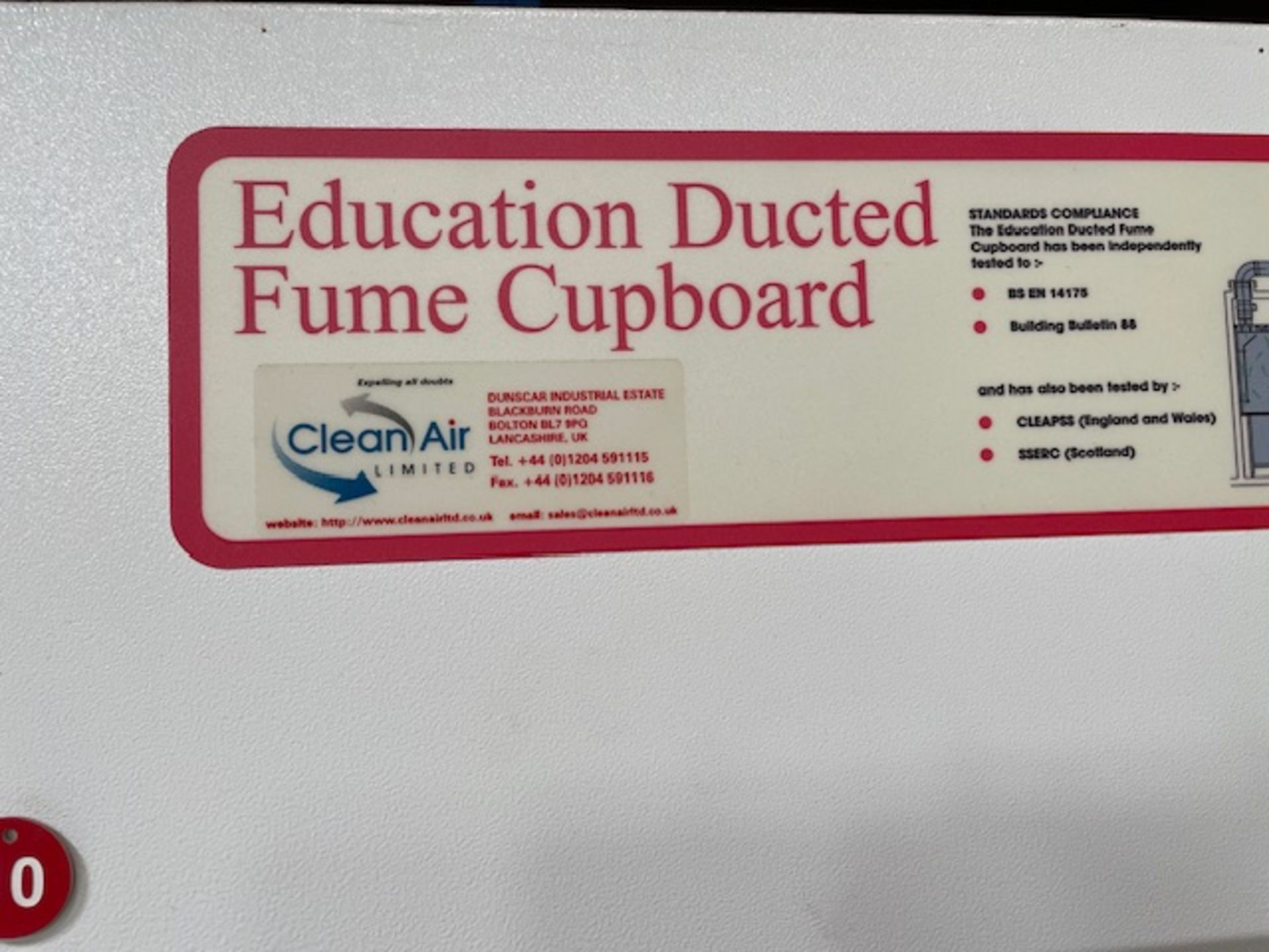 Clean Air Education Ducted Fume Cupboard (damaged track) (Location: Brentwood. Please Refer to - Image 4 of 4