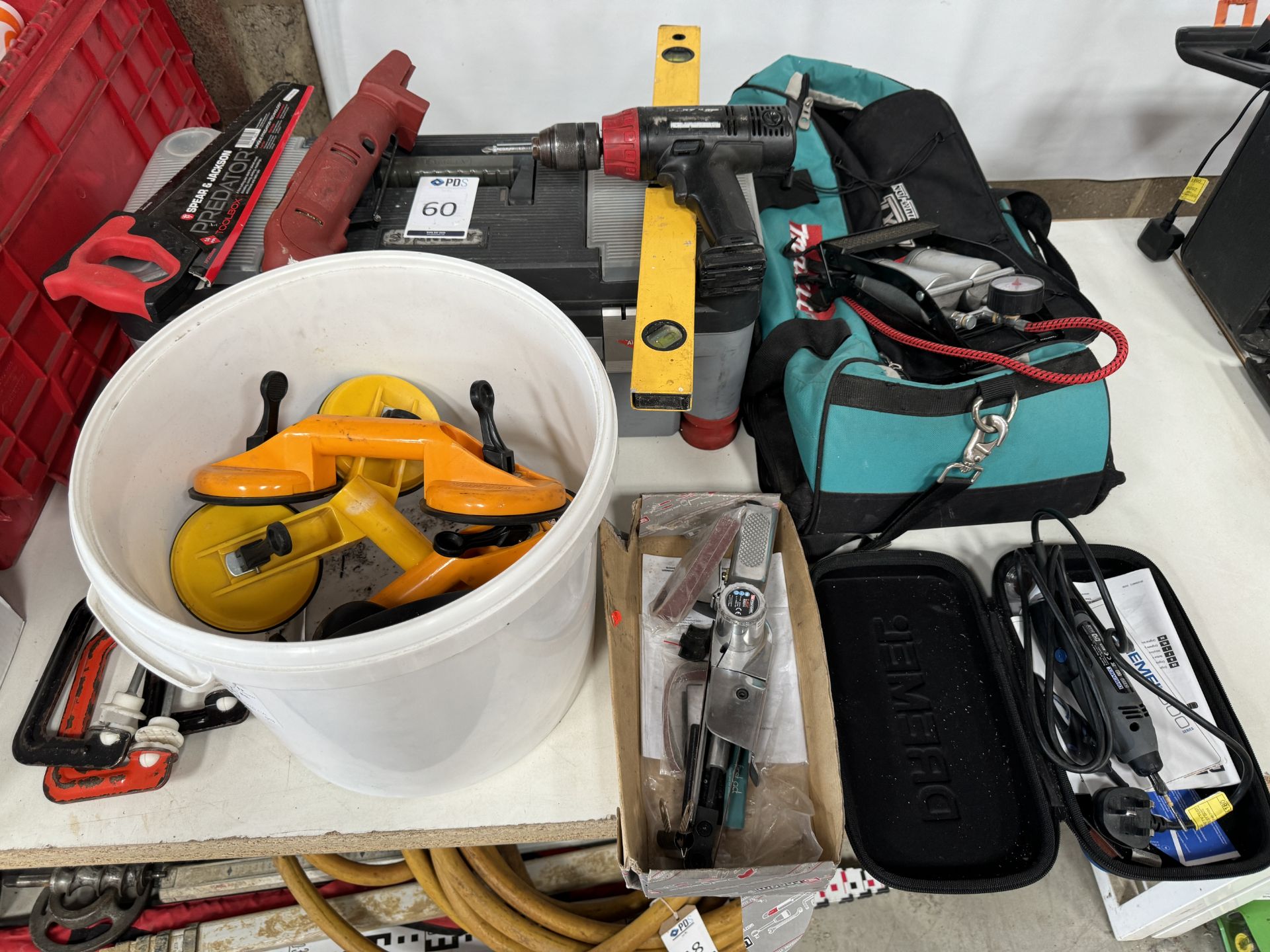 Quantity of Handtools, Toolbox, Toolbag, Clamps, Veribor Suction Holders etc. (Location: