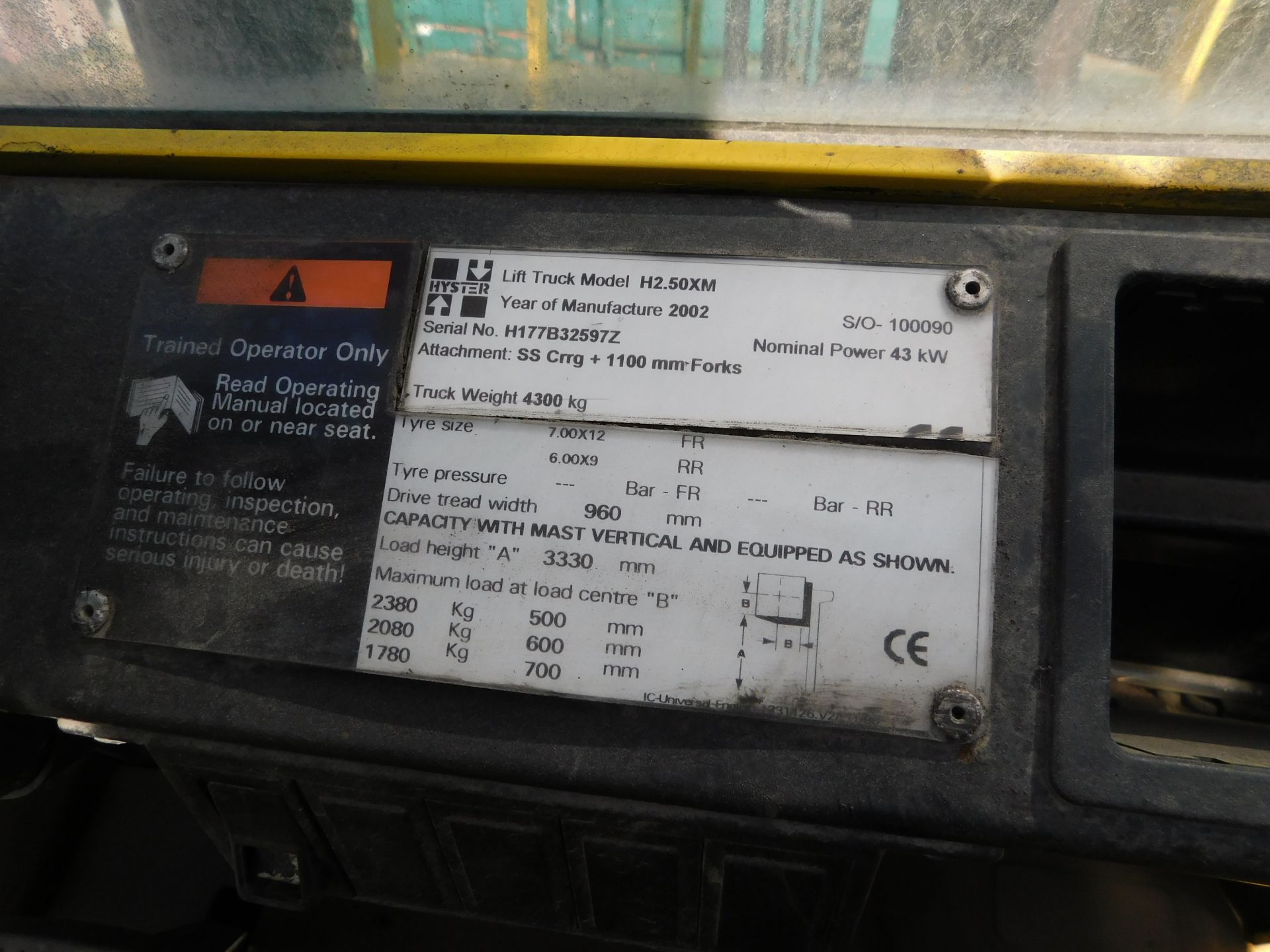 Hyster H2.50XM Diesel Forklift, H177B32597Z (2002), Capacity 2.5t (Collection Thursday 23rd May – - Image 7 of 7