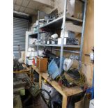 2 Shelving Units, Wooden Table & Contents of Testing Equipment & Machine Spares etc (Location: