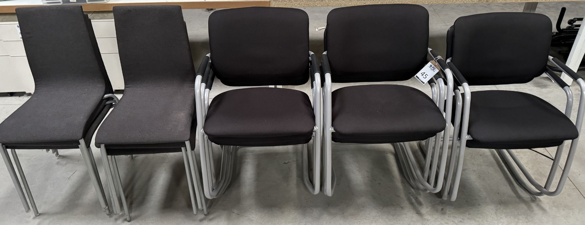 Six Stacking Chairs & Set of Eight Cantilever Armchairs (Location: Brentwood. Please Refer to