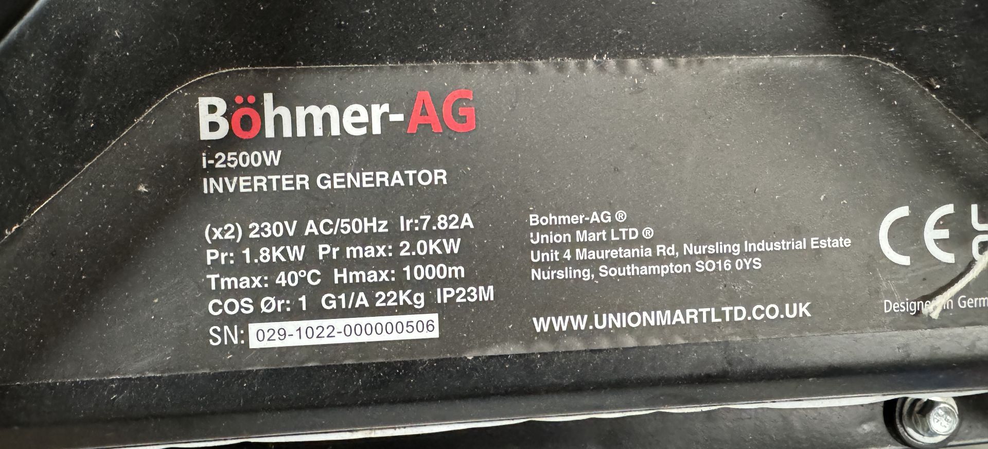 Bohmer AG i-2500w Inverter Generator (Location: Brentwood. Please Refer to General Notes) - Image 2 of 2