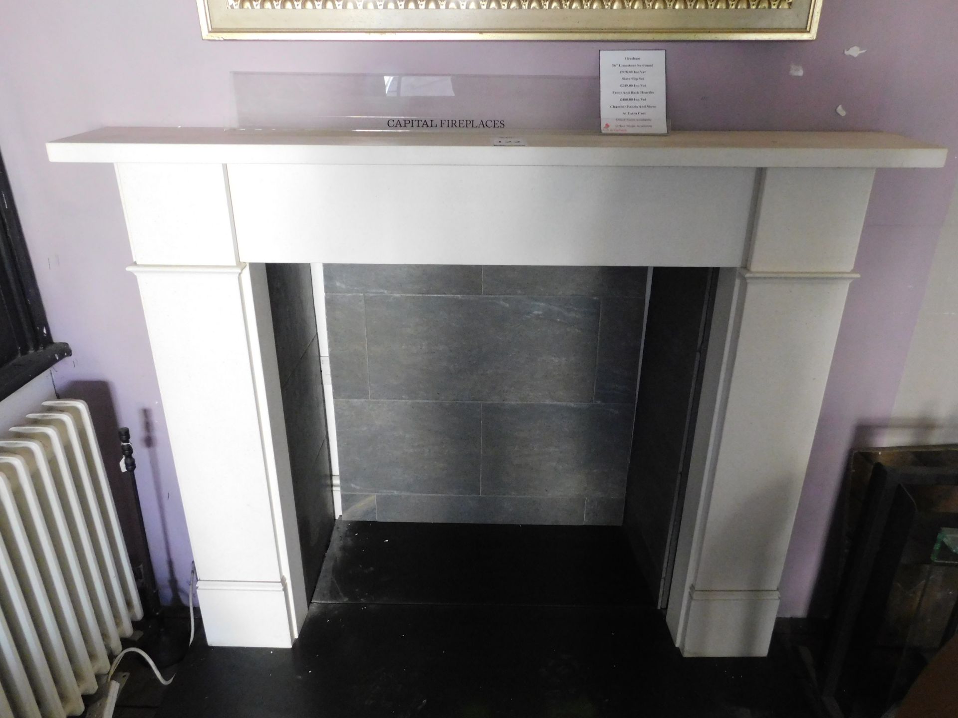 Ex-Display Hersham 56” Limestone Effect Fireplace Surround with Hearth (Where the company’s