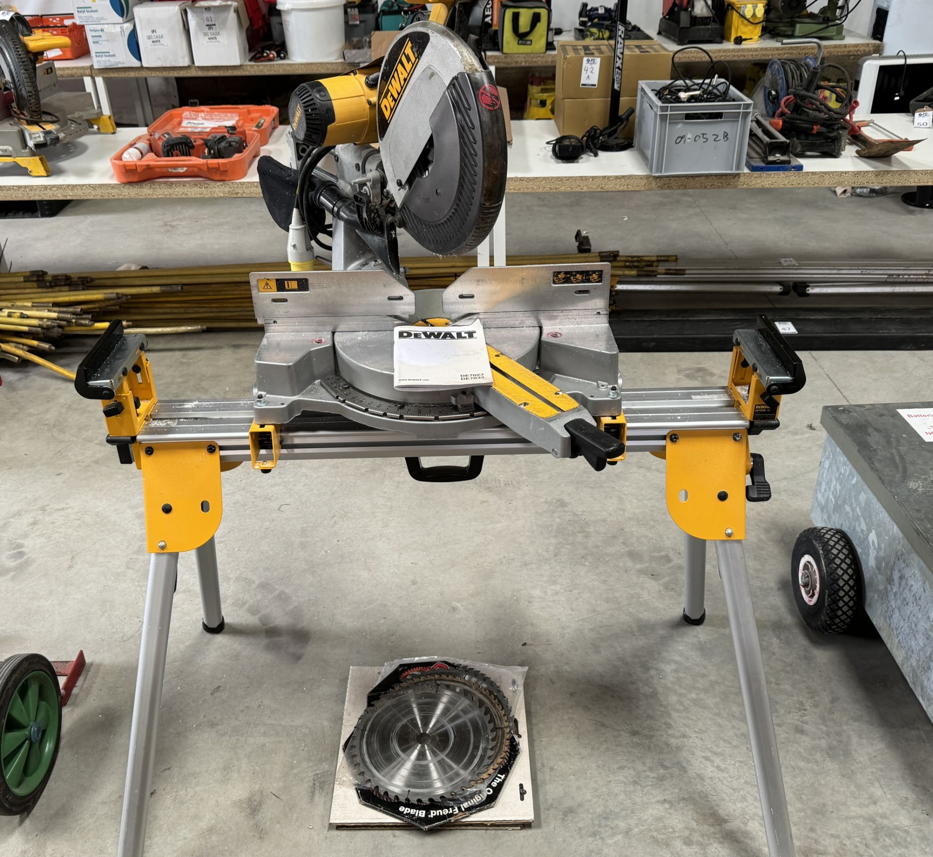 DeWalt DW708-LX Type 3 Mitre Saw, 3-Phase, on Stand (Location: Brentwood. Please Refer to General