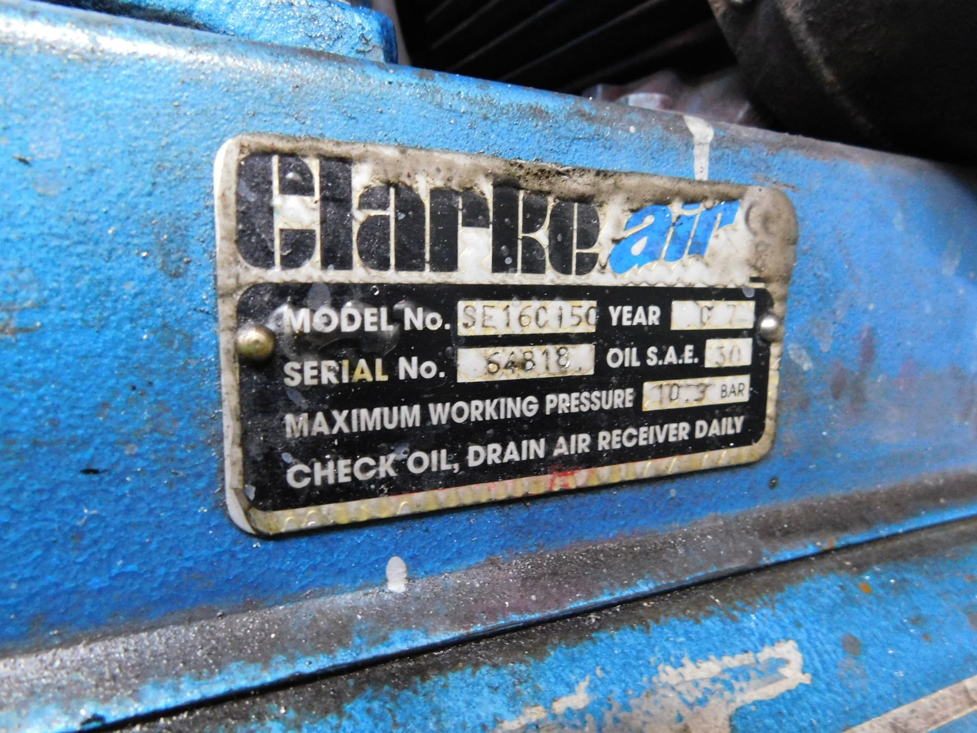 Clarke SE16C150 Receiver Mounted Compressor (Location: Bolton. Please Refer to General Notes) - Bild 5 aus 5