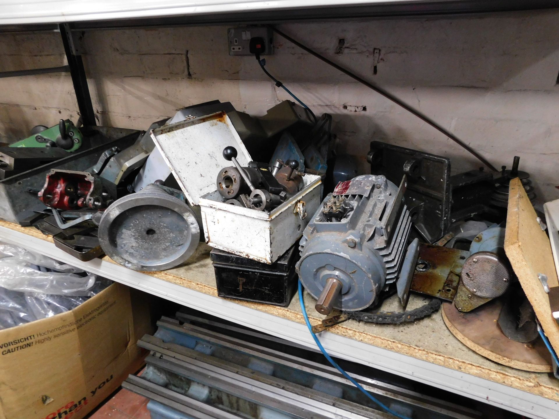 Two Bays of Shelving & Remaining Contents to Include Motors, Spare Parts etc (Oil Pressure Gauges - Image 5 of 7