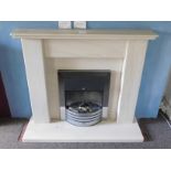 Ex-Display Capital 48” “Avalar” Fire Suite, Portuguese Limestone Surround & Dimplex “Torridon” 1-2kw