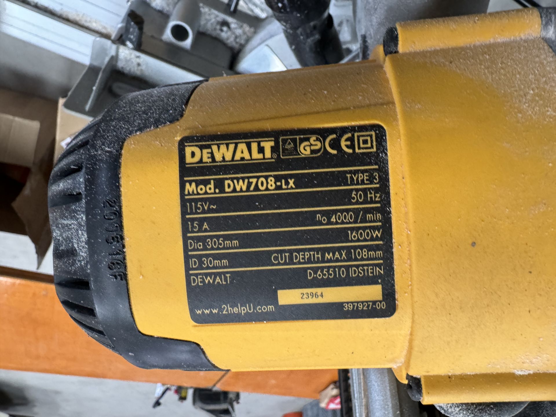 DeWalt DW708-LX Type 3 Mitre Saw, 3-Phase, on Stand (Location: Brentwood. Please Refer to General - Image 3 of 3