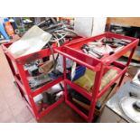 2 Red Metal Trollies & Contents (Location: Bolton. Please Refer to General Notes)