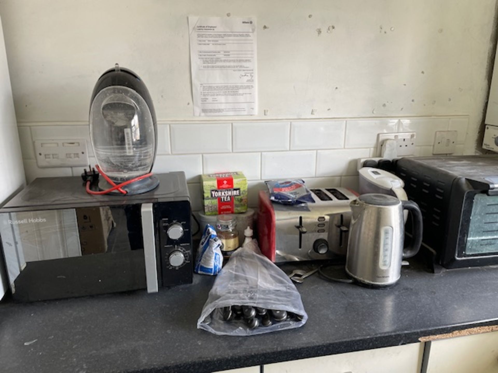Fridge Freezer, Russell Hobbs Microwave Oven, Toaster, Kettle etc (Location: Romford. Please Refer