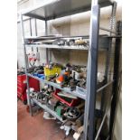 3-Tier Galvanised Shelving Unit & Contents of Assorted Spares, Offcuts etc (Location: Bolton. Please