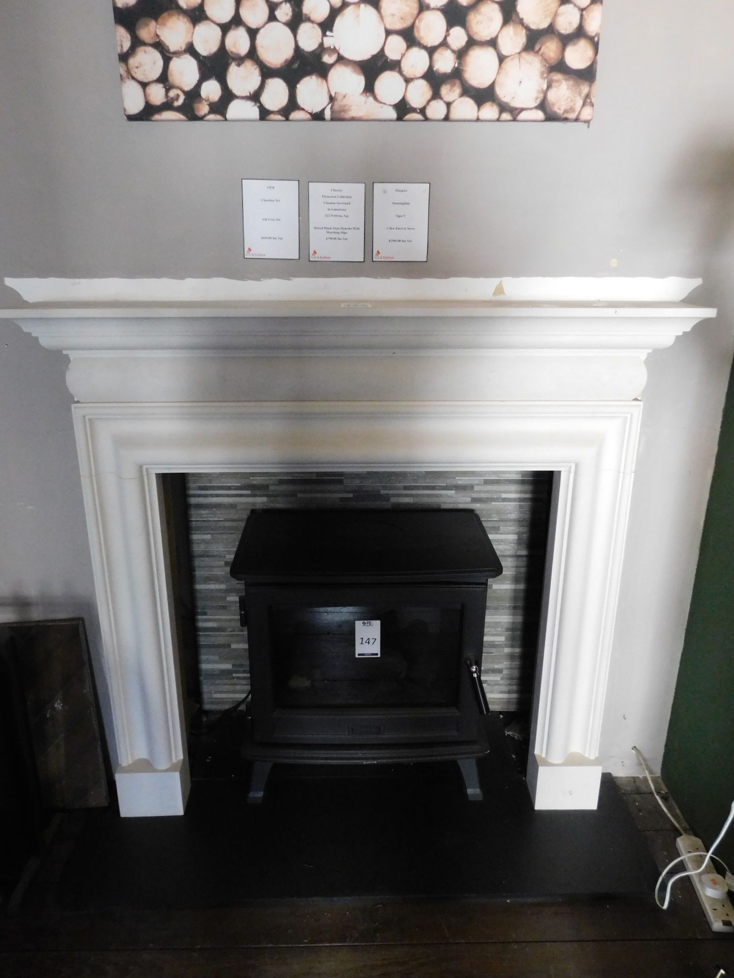Ex-Display 54” Chesney “Clandon” Limestone Effect Fireplace Surround (Excludes Stove) (Where the
