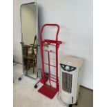 Chromium Plated Framed Robing Mirror, Sack Truck & a Honeywell Air Conditioning Unit (Location: