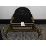 Ex-Display Reproduction Adam Style Dog Grate with Cast Metal Back &* Brass Finials (Location: