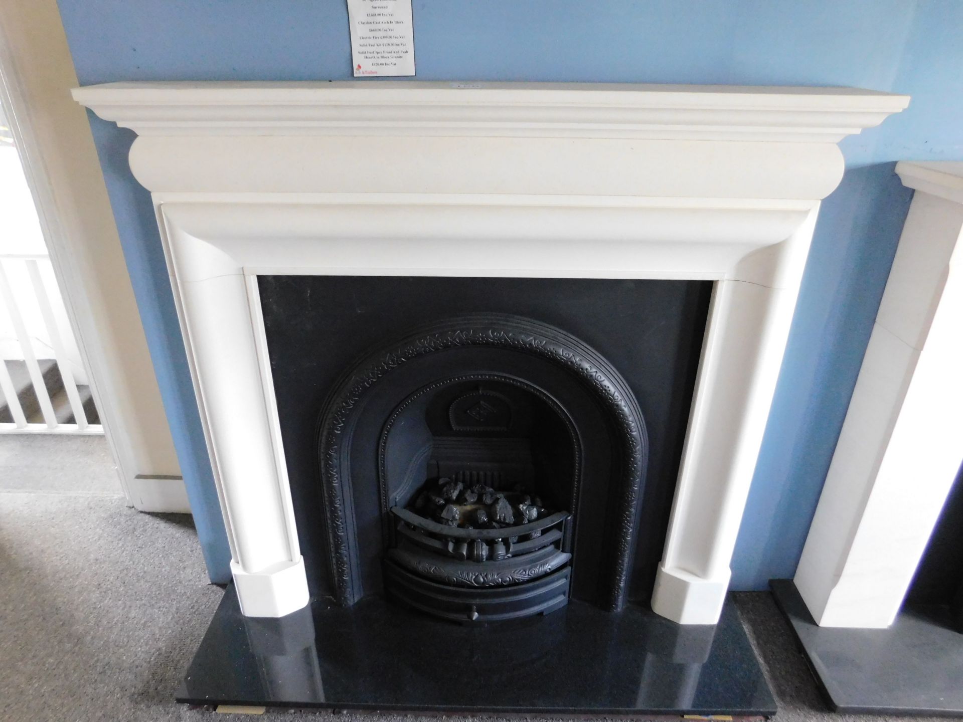 Ex-Display Mulholland 54” Aegean Limestone Surround with Black Granite Hearth & Fire (Where the