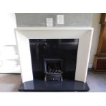 Ex-Display Marseille 52” Limestone Fireplace Surround with Granite Back Panel & Hearth Together with