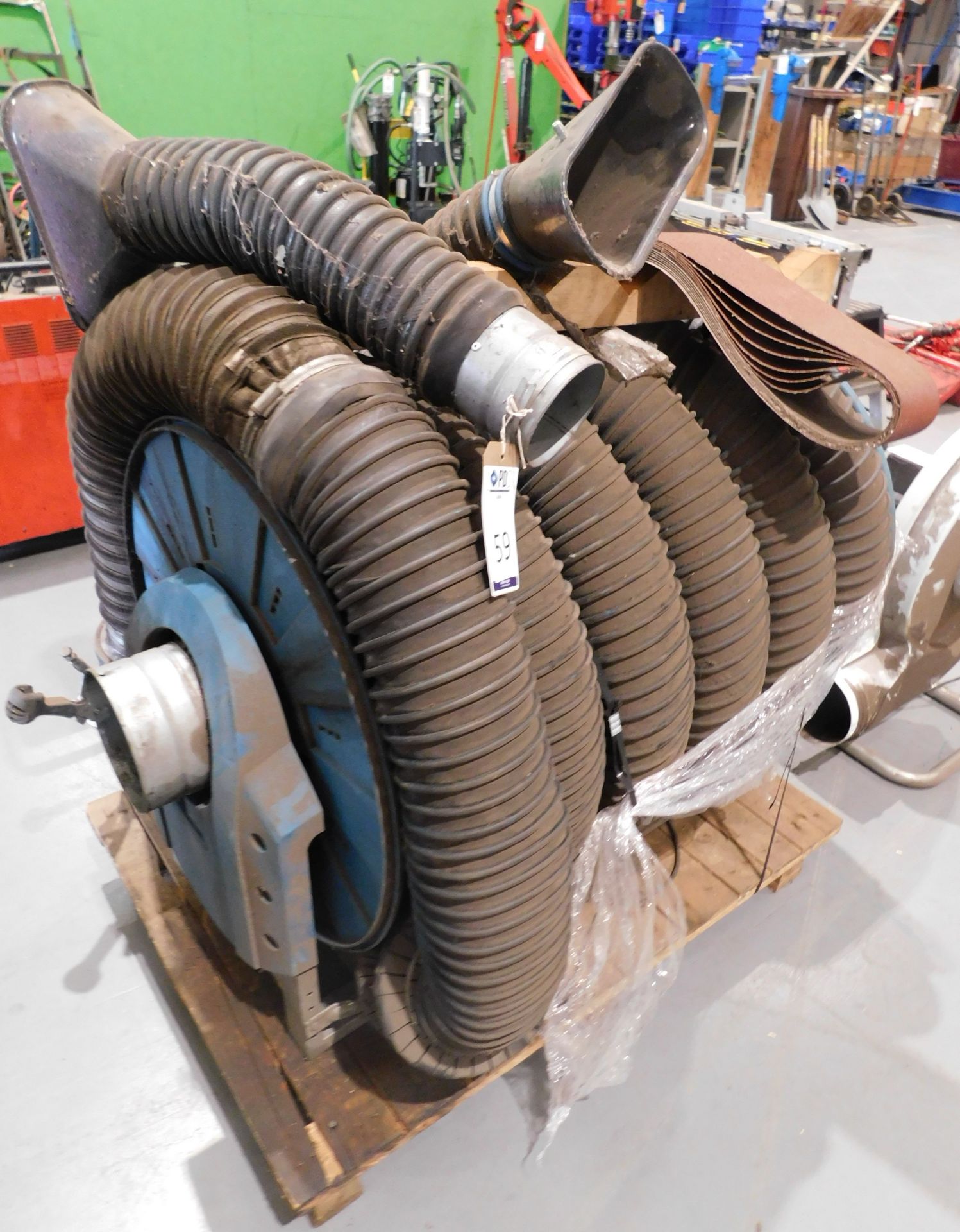 Workshop Retractable Vehicle Exhaust Extraction Hose on Mounting Bracket (Located Rugby. Please